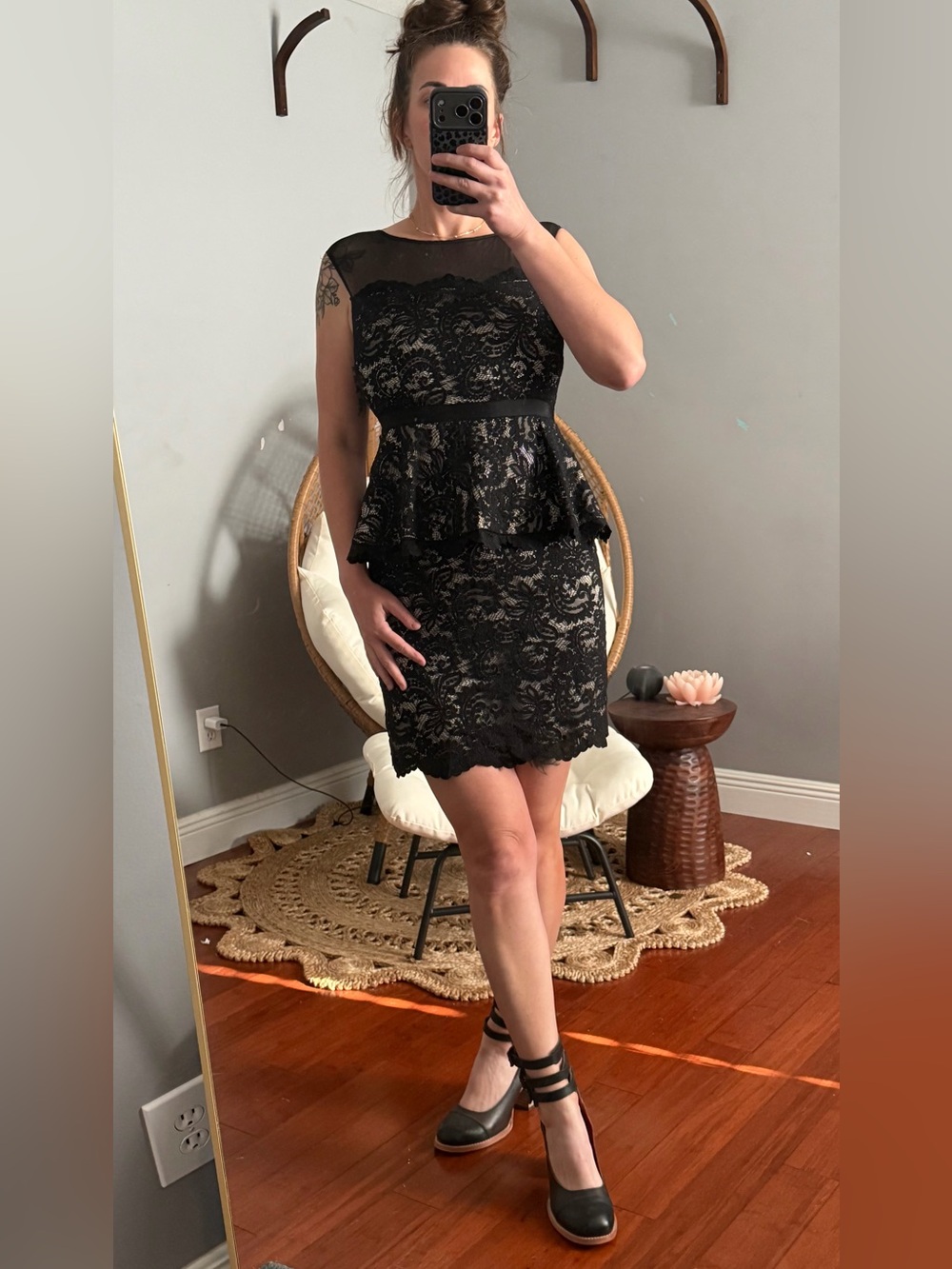 Eliza j lace peplum style dress.